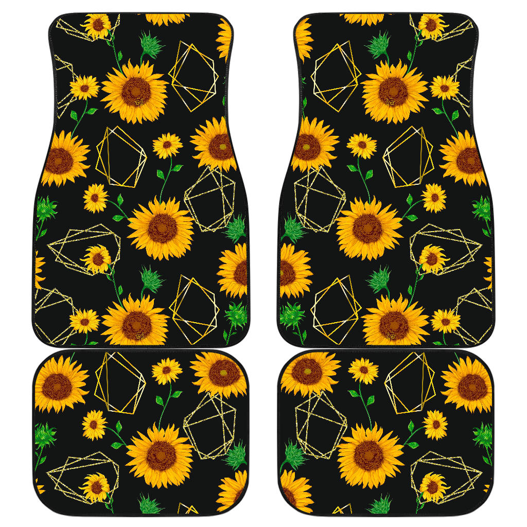 Sunflower Polygonal Pattern Print Front And Back Car Floor Mats/ Front Car Mat