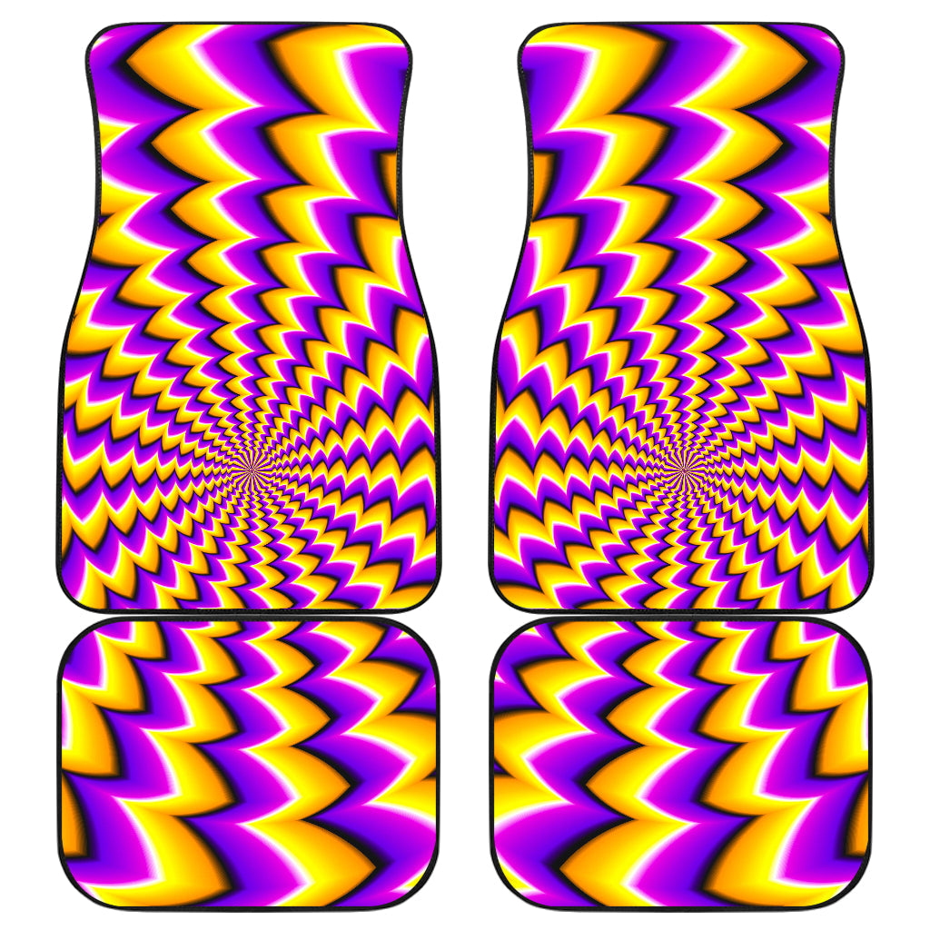 Yellow Dizzy Moving Optical Illusion Front And Back Car Floor Mats/ Front Car Mat