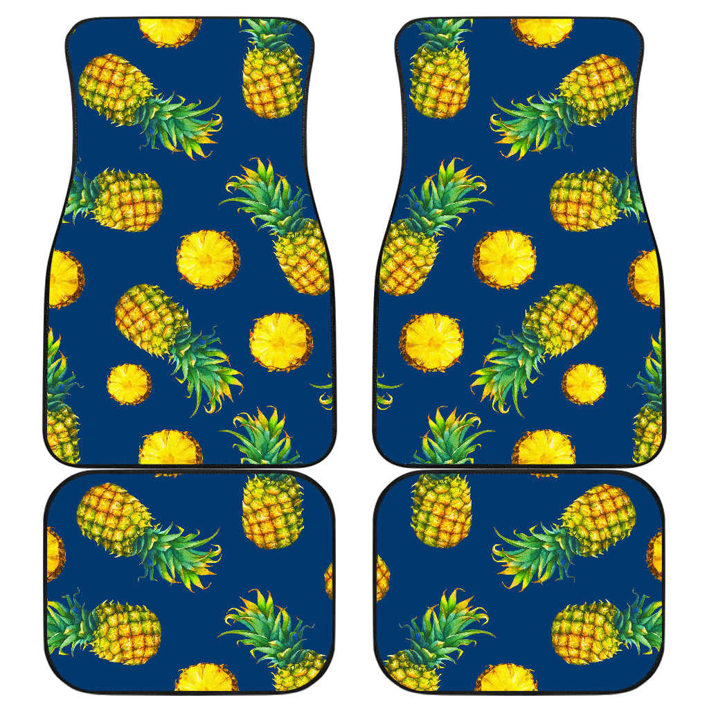 Blue Pineapple Pattern Print Front And Back Car Floor Mats/ Front Car Mat
