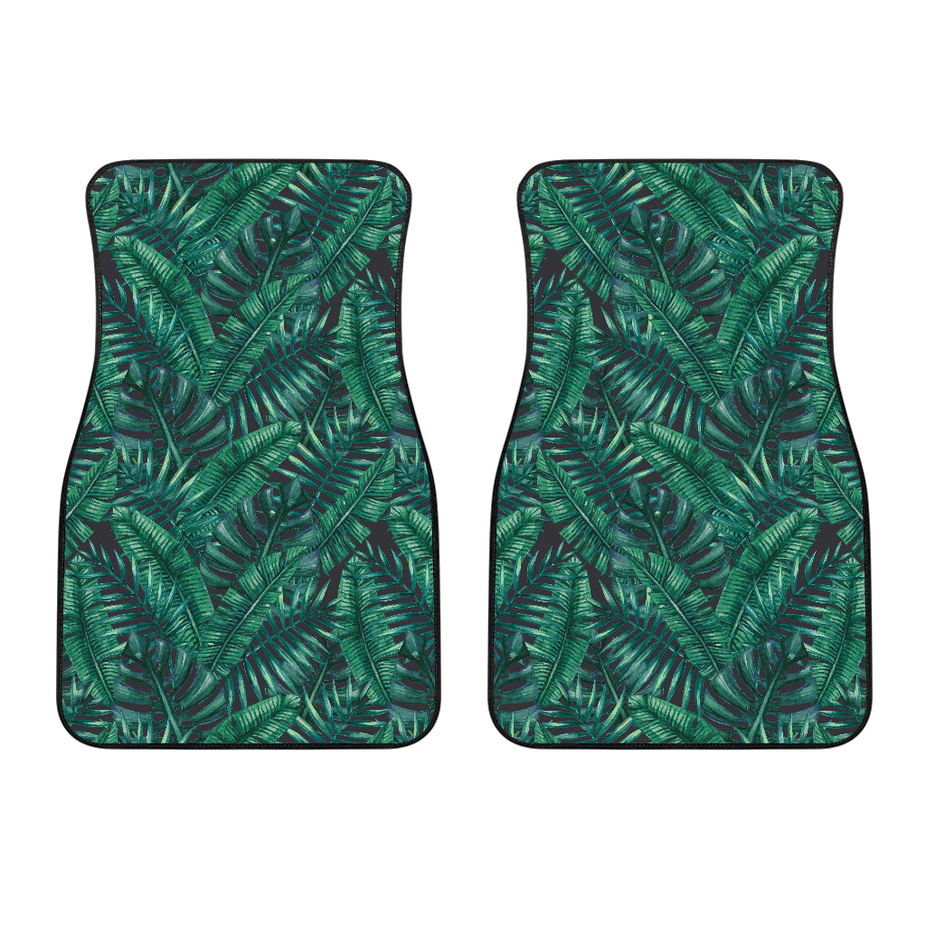 Watercolor Tropical Leaf Pattern Print Front And Back Car Floor Mats/ Front Car Mat