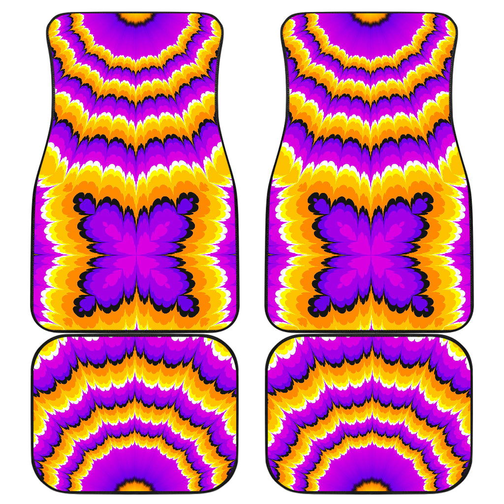 Yellow Explosion Moving Optical Illusion Front And Back Car Floor Mats/ Front Car Mat