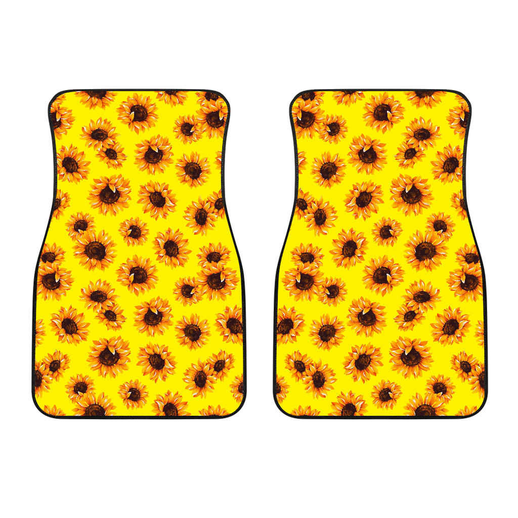 Yellow Sunflower Pattern Print Front And Back Car Floor Mats/ Front Car Mat