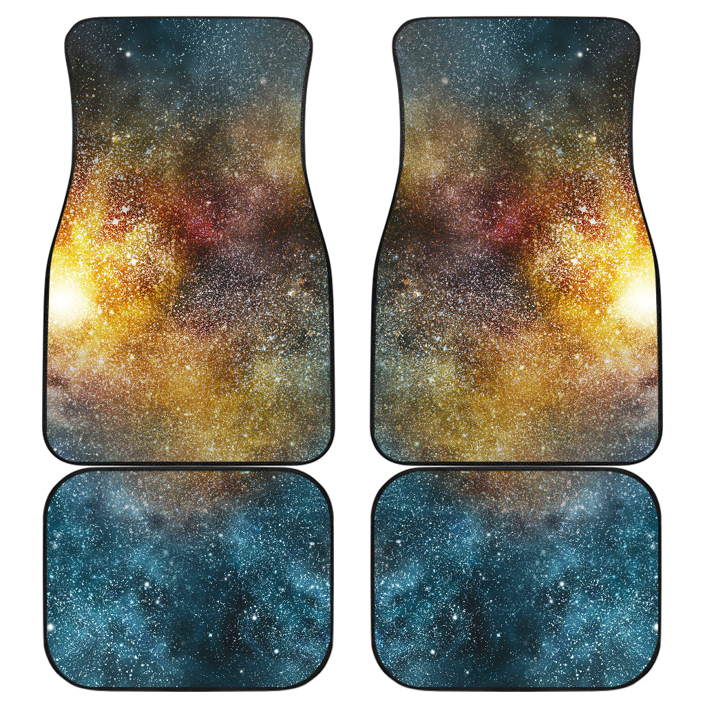 Blue Orange Stardust Galaxy Space Print Front And Back Car Floor Mats/ Front Car Mat