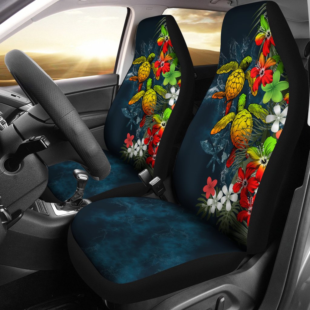 Kanaka Maoli Hawaiian Car Seat Covers Sea Turtle Tropical Hibiscus And Plumeria Reggae Carseat Protector