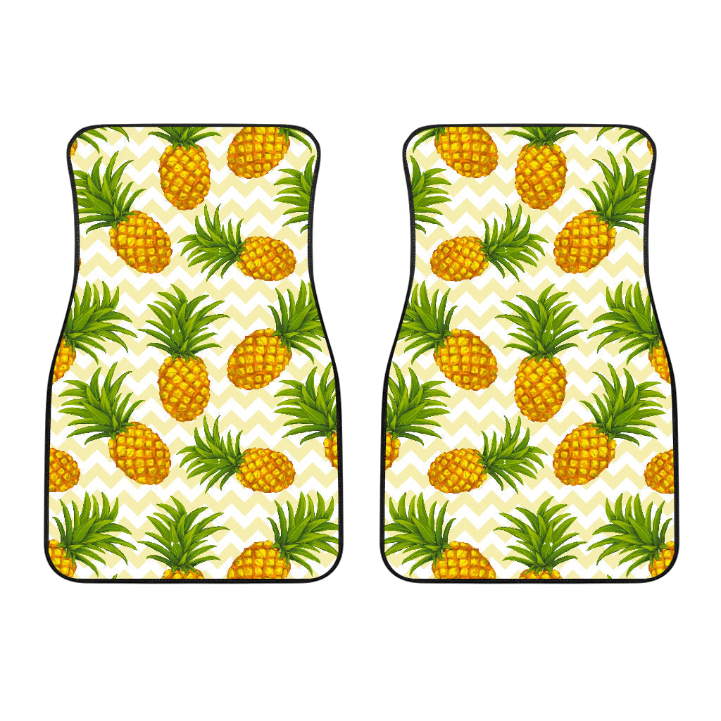 Beige Zig Zag Pineapple Pattern Print Front And Back Car Floor Mats/ Front Car Mat