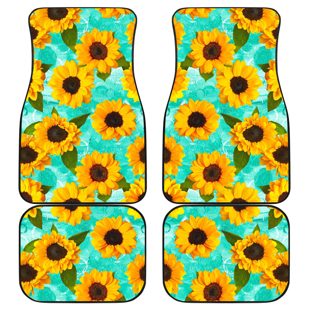 Bright Sunflower Pattern Print Front And Back Car Floor Mats/ Front Car Mat