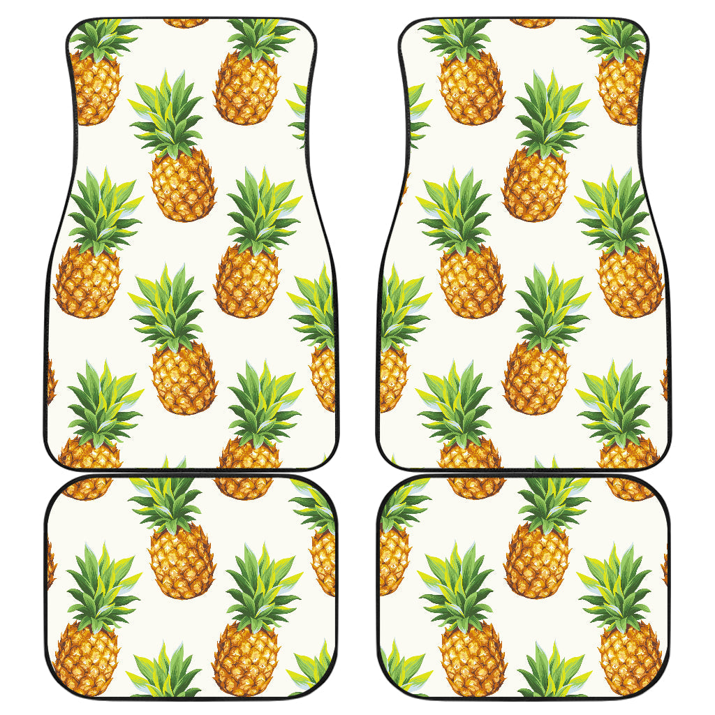 White Pineapple Pattern Print Front And Back Car Floor Mats/ Front Car Mat