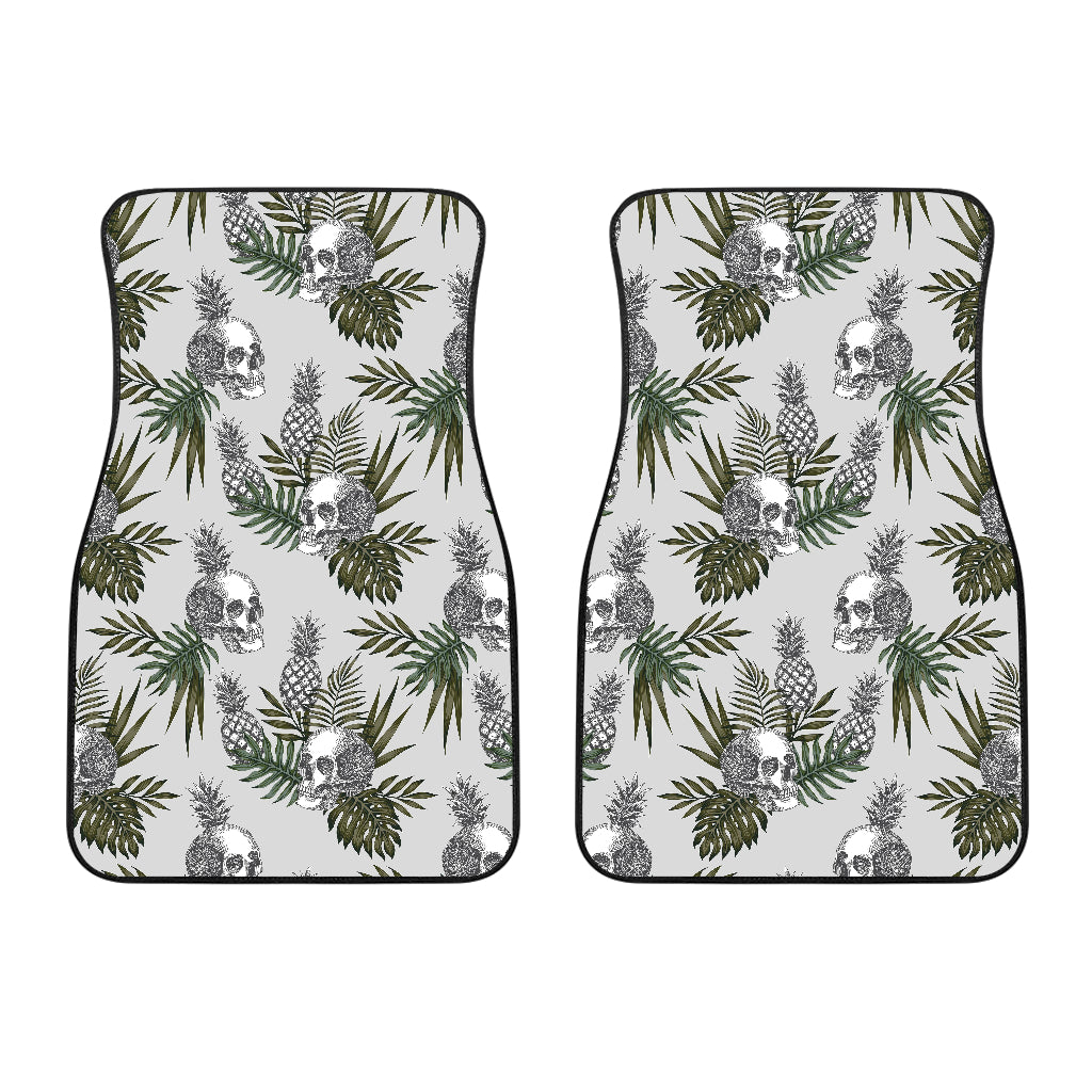 Tropical Pineapple Skull Pattern Print Front And Back Car Floor Mats/ Front Car Mat