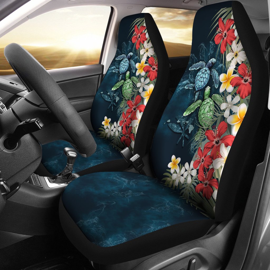 Kanaka Maoli (Hawaiian) Car Seat Covers Sea Turtle Tropical Hibiscus And Plumeria
