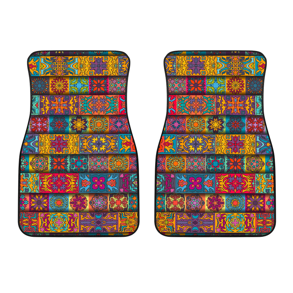 Rectangle Mandala Bohemian Pattern Print Front And Back Car Floor Mats/ Front Car Mat