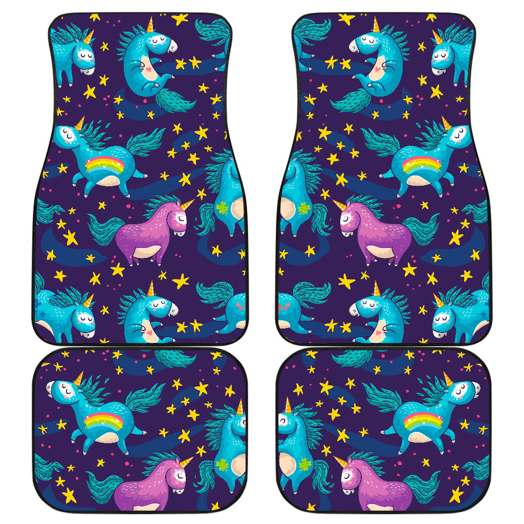 Night Star Unicorn Pattern Print Front And Back Car Floor Mats/ Front Car Mat