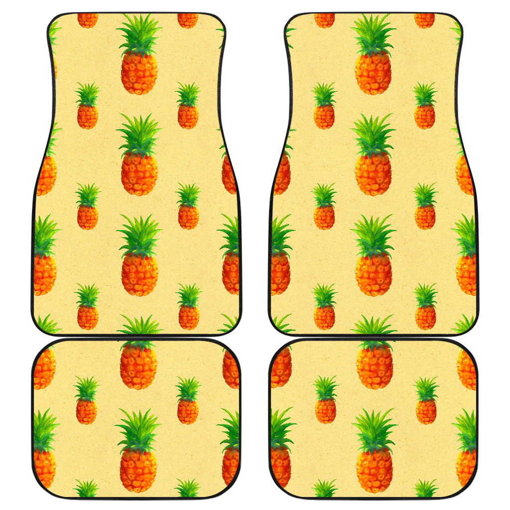 Beige Watercolor Pineapple Pattern Print Front And Back Car Floor Mats/ Front Car Mat