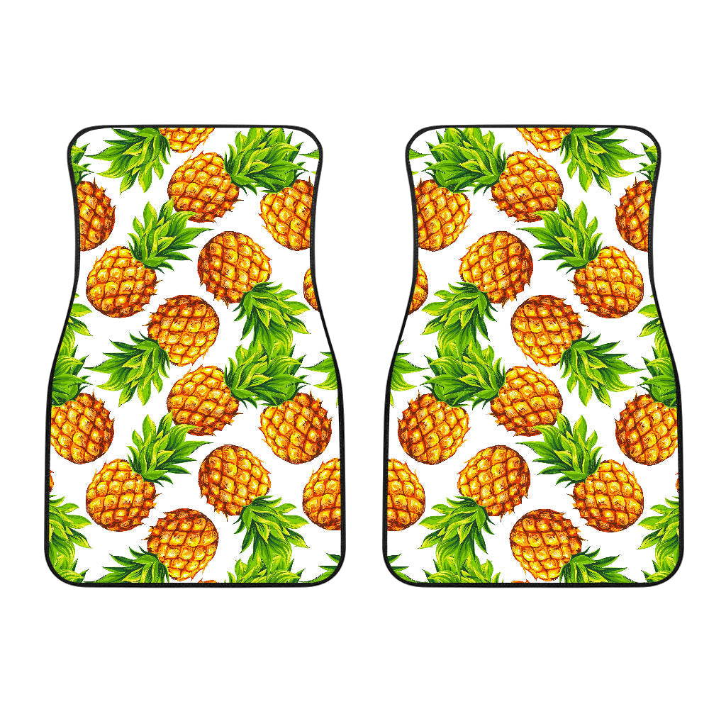 White Summer Pineapple Pattern Print Front And Back Car Floor Mats/ Front Car Mat