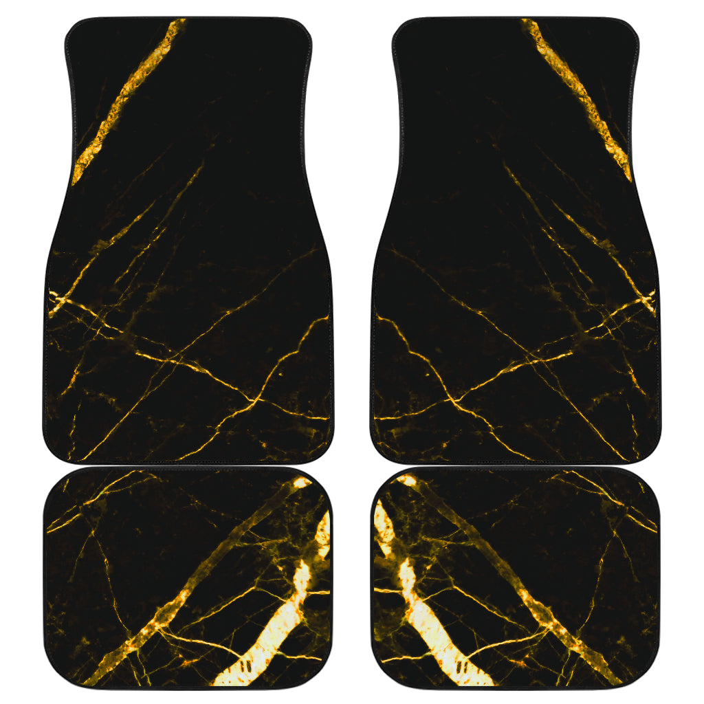 Black Gold Scratch Marble Print Front And Back Car Floor Mats/ Front Car Mat