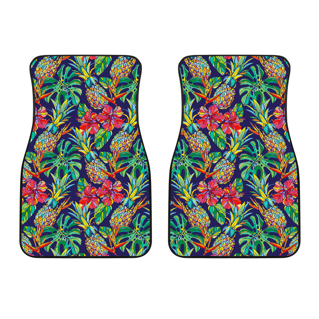 Colorful Aloha Pineapple Pattern Print Front And Back Car Floor Mats/ Front Car Mat