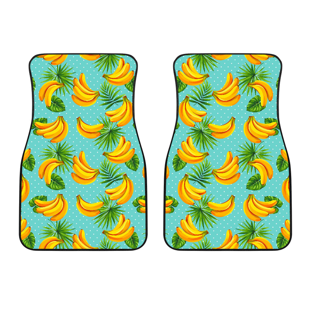Banana Palm Leaf Pattern Print Front And Back Car Floor Mats/ Front Car Mat
