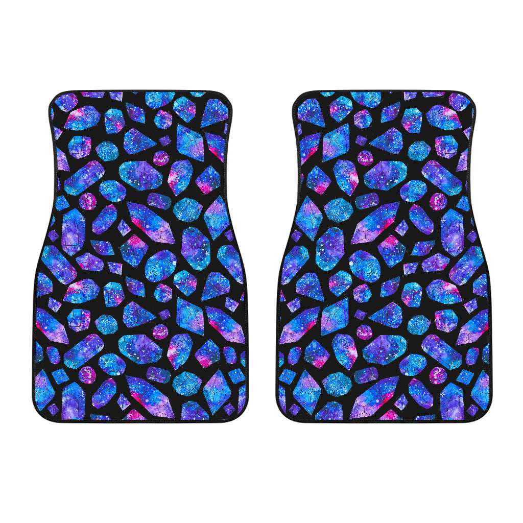 Blue Crystal Cosmic Galaxy Space Print Front And Back Car Floor Mats/ Front Car Mat