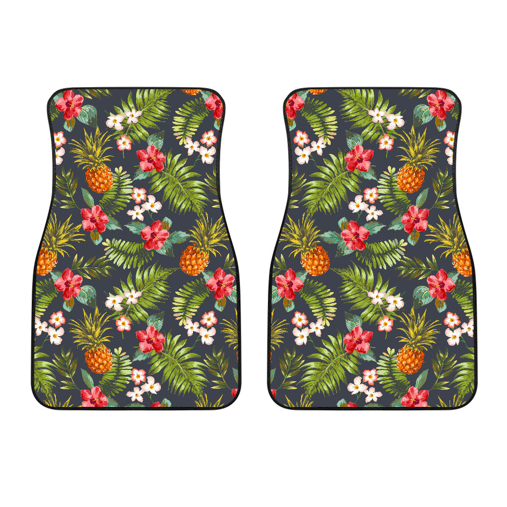 Tropical Hawaii Pineapple Pattern Print Front And Back Car Floor Mats/ Front Car Mat
