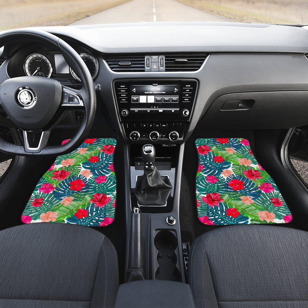 Colorful Hawaii Floral Pattern Print Front And Back Car Floor Mats/ Front Car Mat