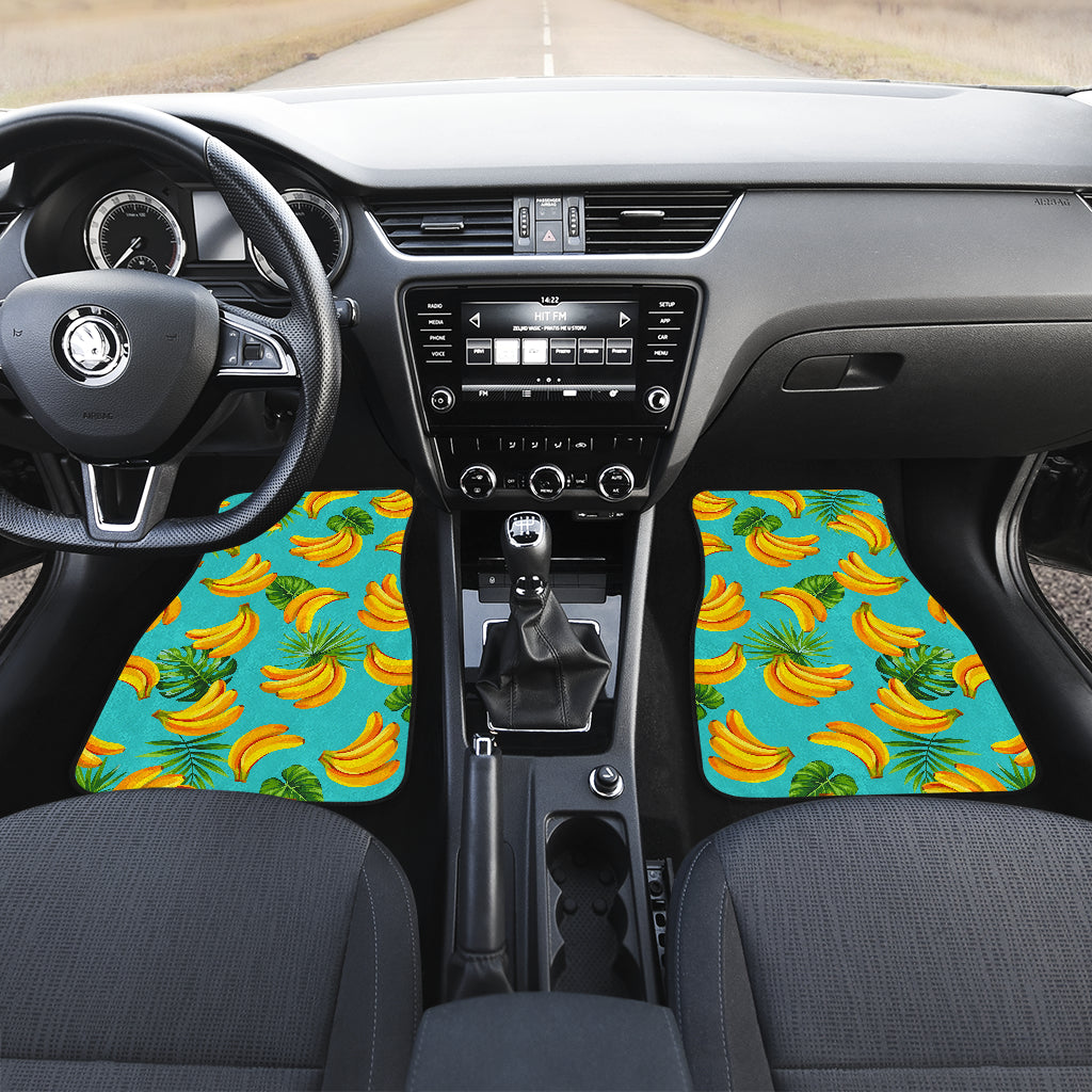 Tropical Banana Leaf Pattern Print Front And Back Car Floor Mats/ Front Car Mat