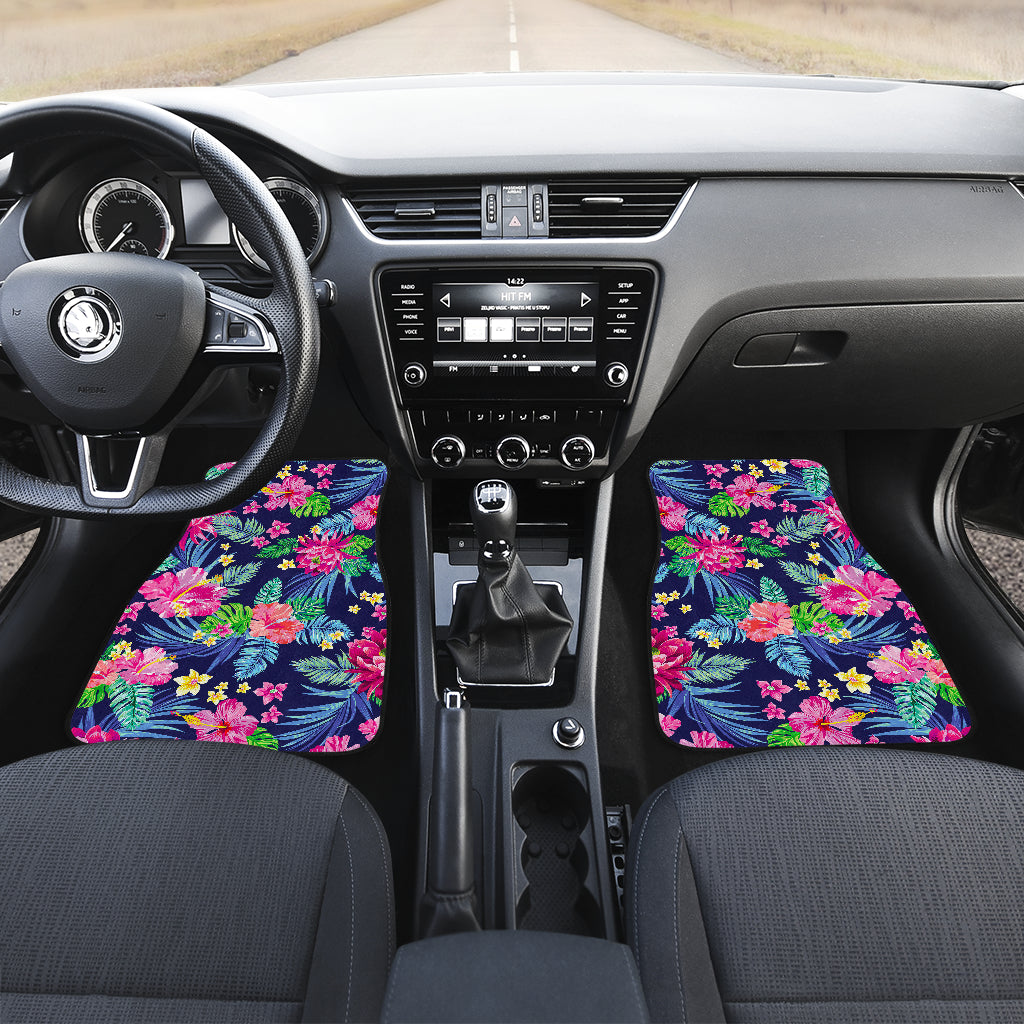 Blossom Tropical Flower Pattern Print Front And Back Car Floor Mats/ Front Car Mat