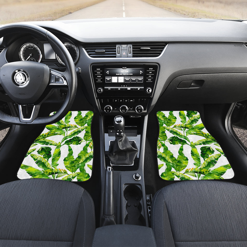 Tropical Banana Leaves Pattern Print Front And Back Car Floor Mats/ Front Car Mat