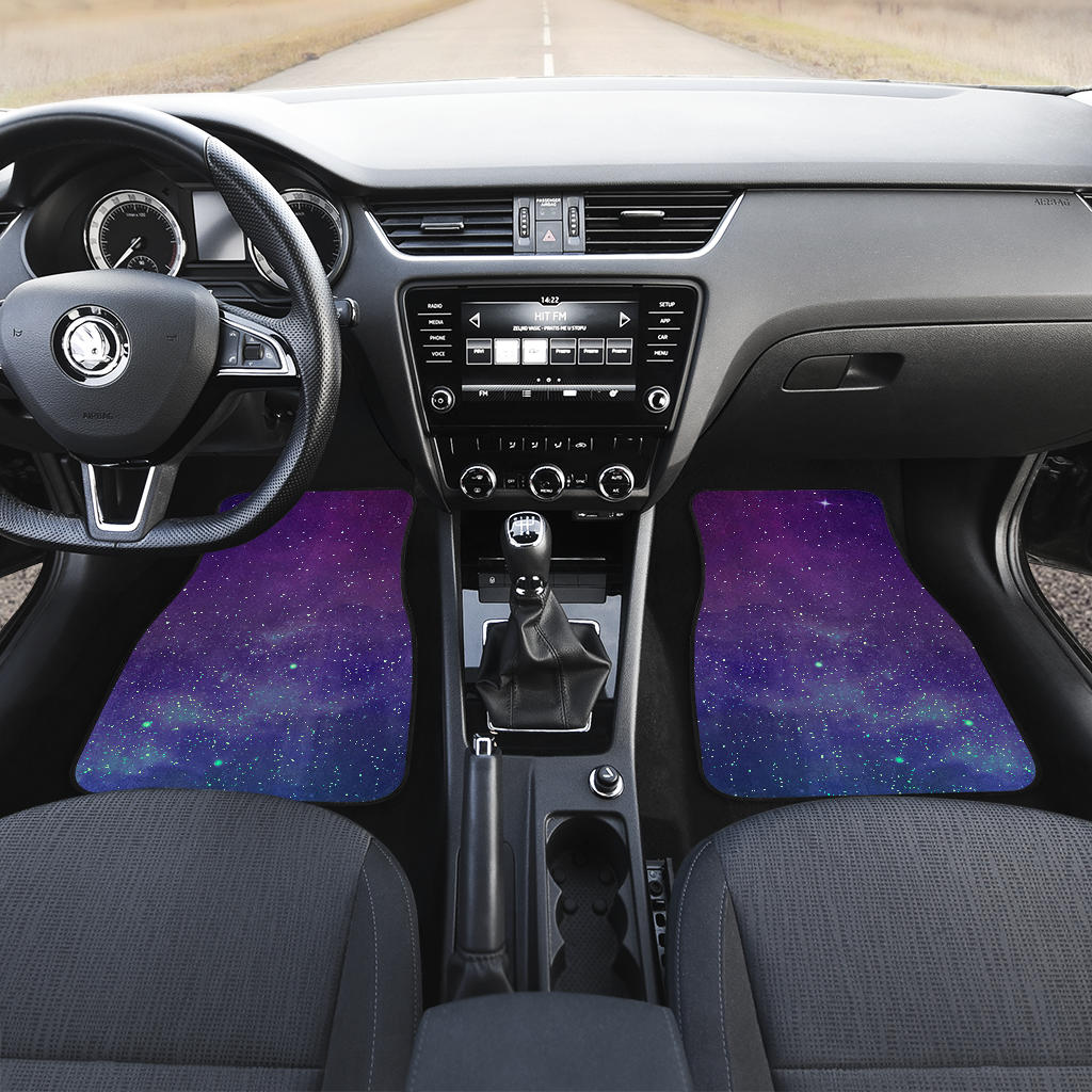 Purple Turquoise Galaxy Space Print Front And Back Car Floor Mats/ Front Car Mat
