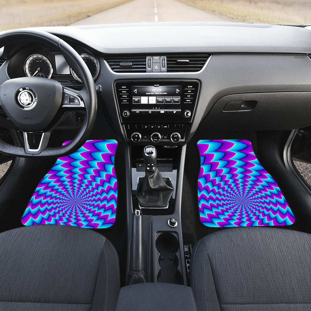 Blue Dizzy Moving Optical Illusion Front And Back Car Floor Mats/ Front Car Mat