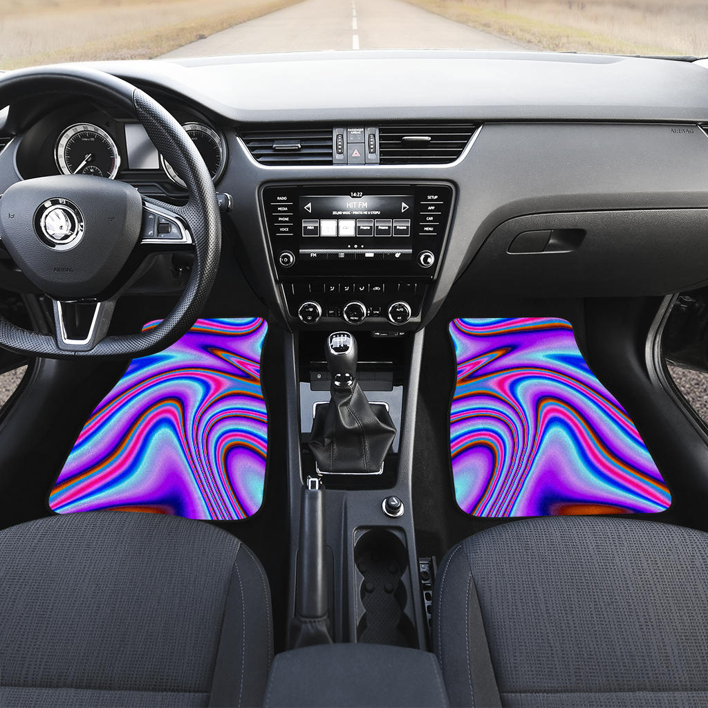 Purple Psychedelic Trippy Print Front And Back Car Floor Mats/ Front Car Mat