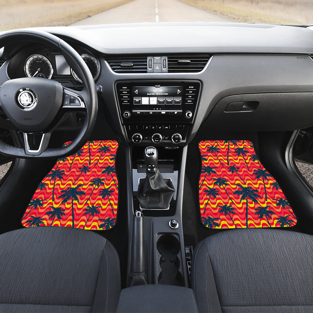 Trippy Palm Tree Pattern Print Front And Back Car Floor Mats/ Front Car Mat