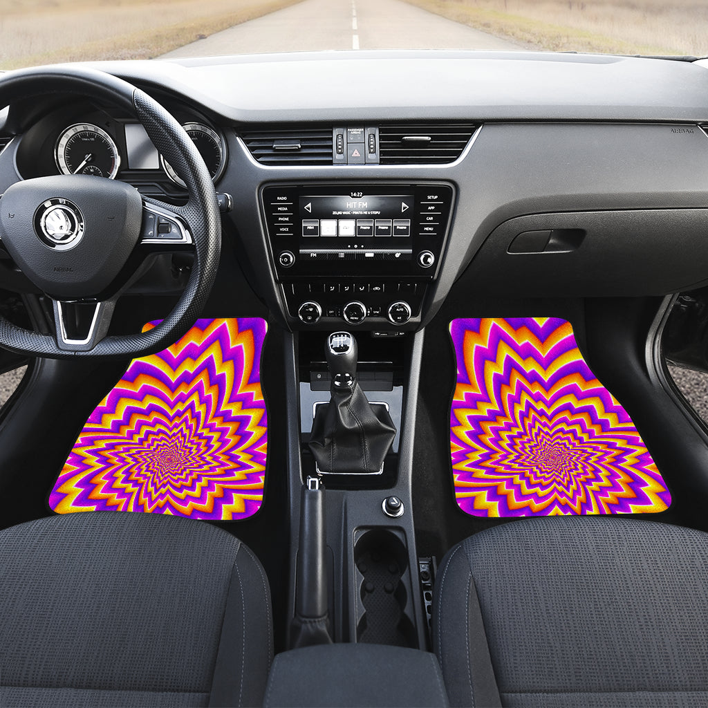Yellow Expansion Moving Optical Illusion Front And Back Car Floor Mats/ Front Car Mat