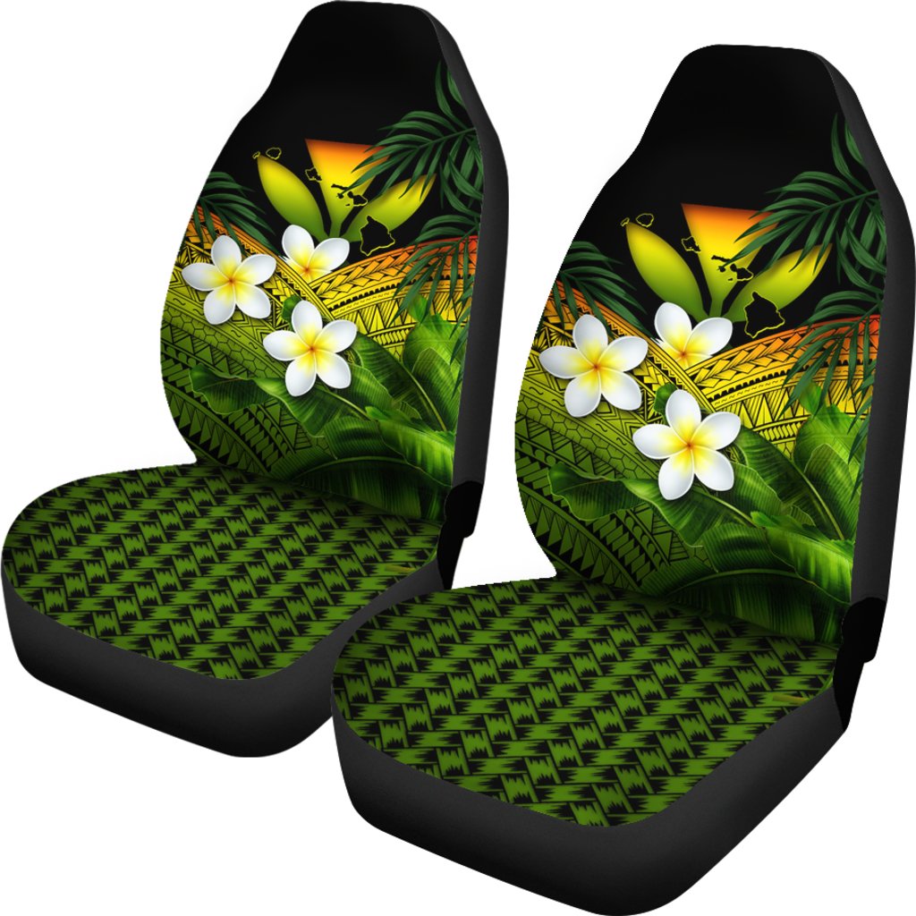 Kanaka Maoli (Hawaiian) Car Seat Covers/ Polynesian Plumeria Banana Leaves Reggae