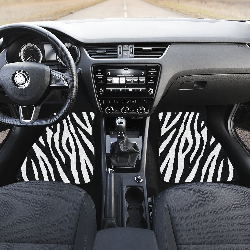 Black White Zebra Pattern Print Front And Back Car Floor Mats/ Front Car Mat