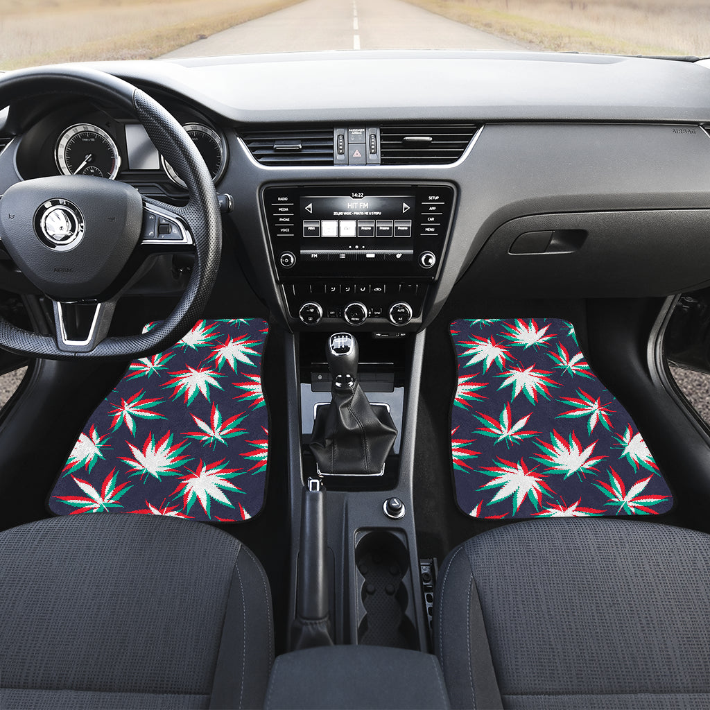 Trippy Hemp Leaves Reggae Pattern Print Front And Back Car Floor Mats/ Front Car Mat