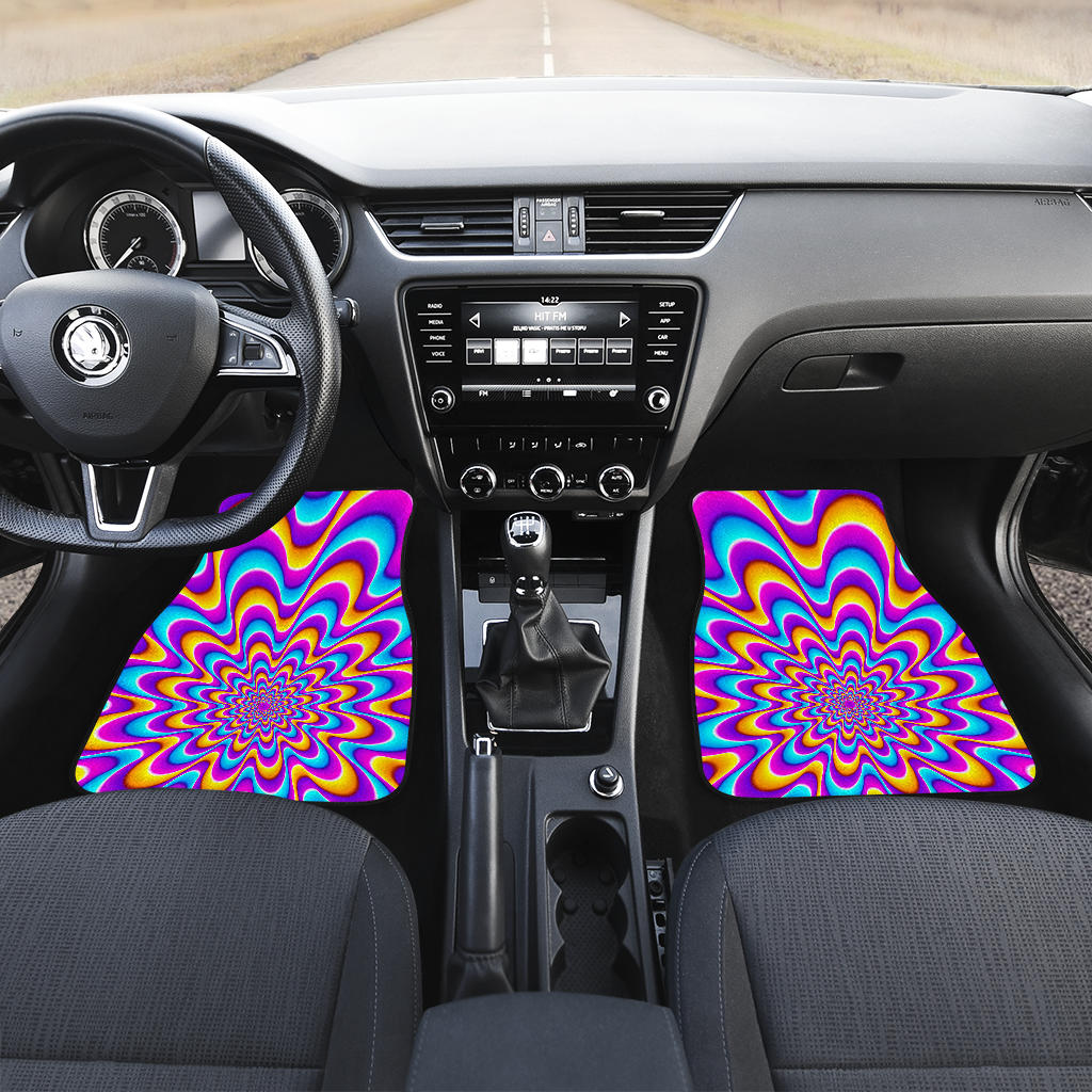 Splashing Colors Moving Optical Illusion Front And Back Car Floor Mats/ Front Car Mat