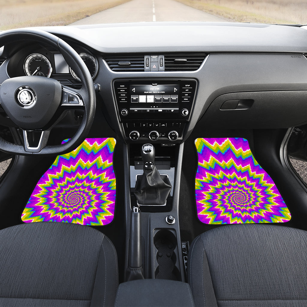 Abstract Spiral Moving Optical Illusion Front And Back Car Floor Mats/ Front Car Mat