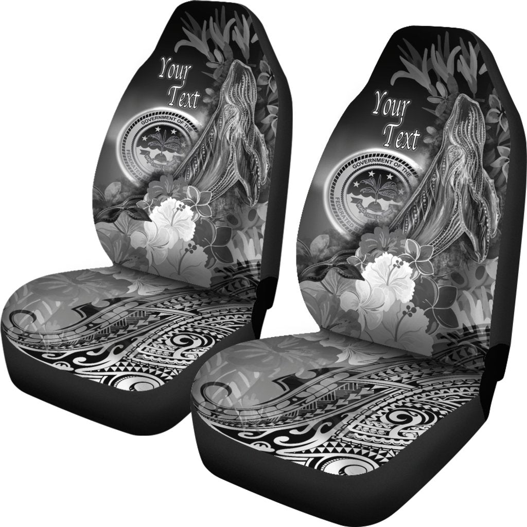 Federated States of Micronesia Personalised Car Seat Humpback Whale with Tropical Flowers (White)