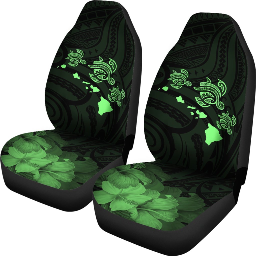 Hawaii Hibiscus Map Polynesian Ancient Green Turtle Car Set Covers