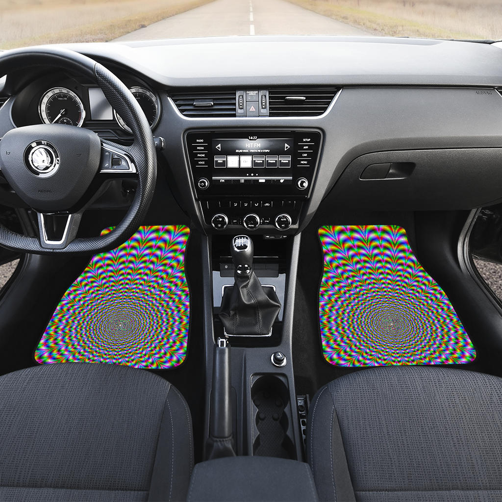 Psychedelic Web Optical Illusion Front And Back Car Floor Mats/ Front Car Mat