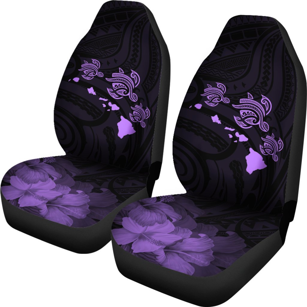 Hawaii Hibiscus Map Polynesian Ancient Violet Turtle Car Set Covers