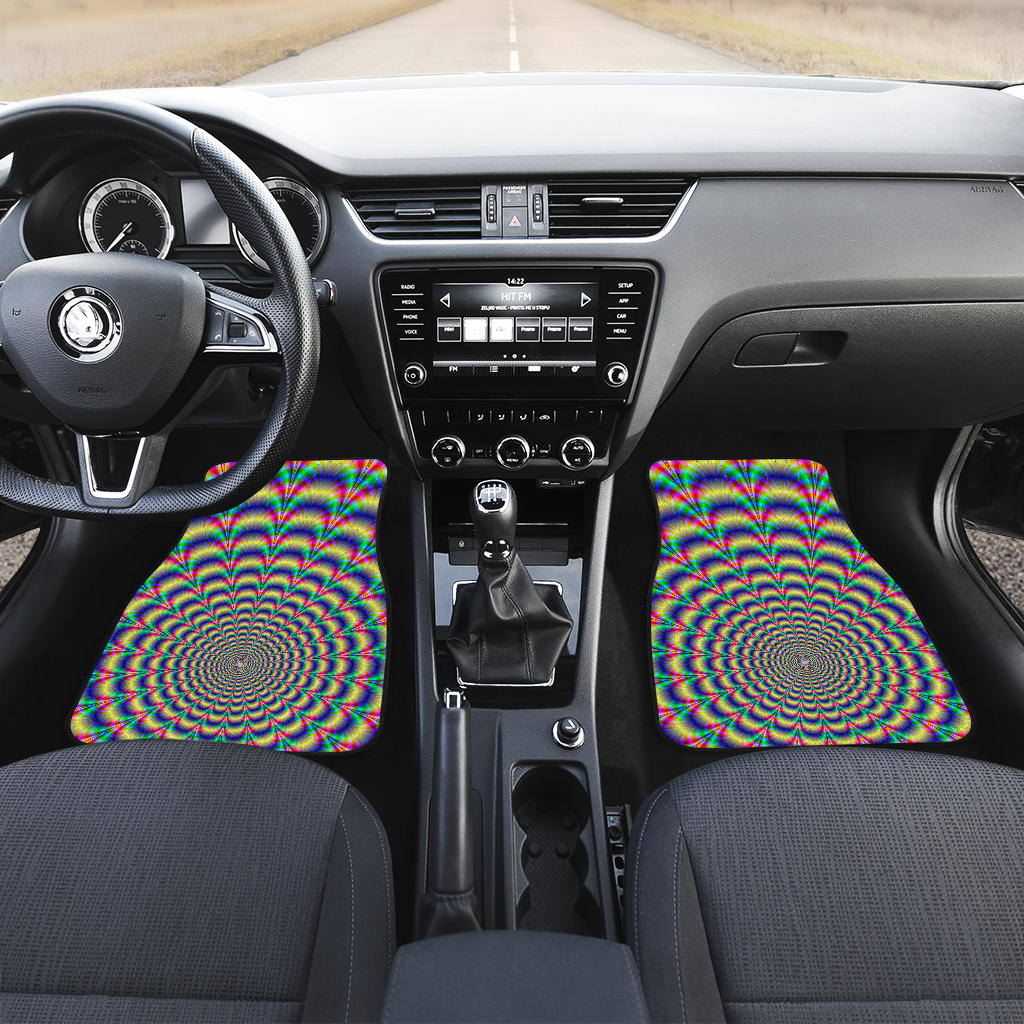 Psychedelic Explosion Optical Illusion Front And Back Car Floor Mats/ Front Car Mat