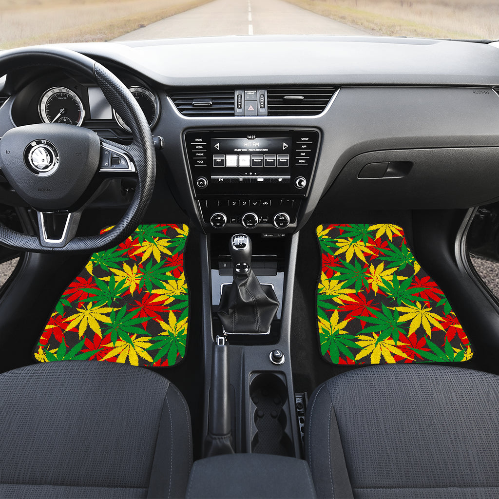 Classic Hemp Leaves Reggae Pattern Print Front And Back Car Floor Mats/ Front Car Mat