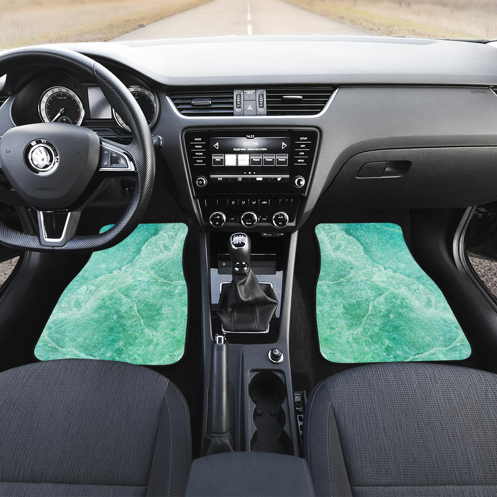 Teal Marble Print Front And Back Car Floor Mats/ Front Car Mat