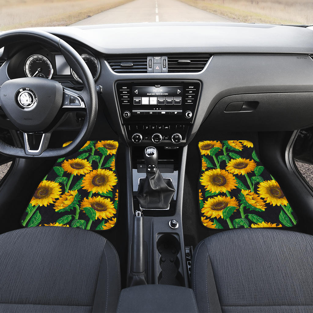 Sunflower Pattern Print Front And Back Car Floor Mats/ Front Car Mat