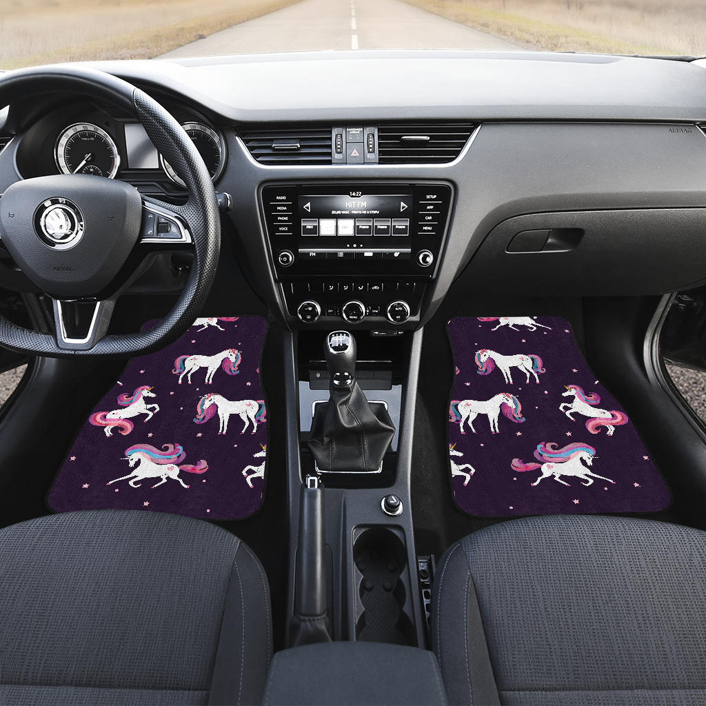 Night Girly Unicorn Pattern Print Front And Back Car Floor Mats/ Front Car Mat
