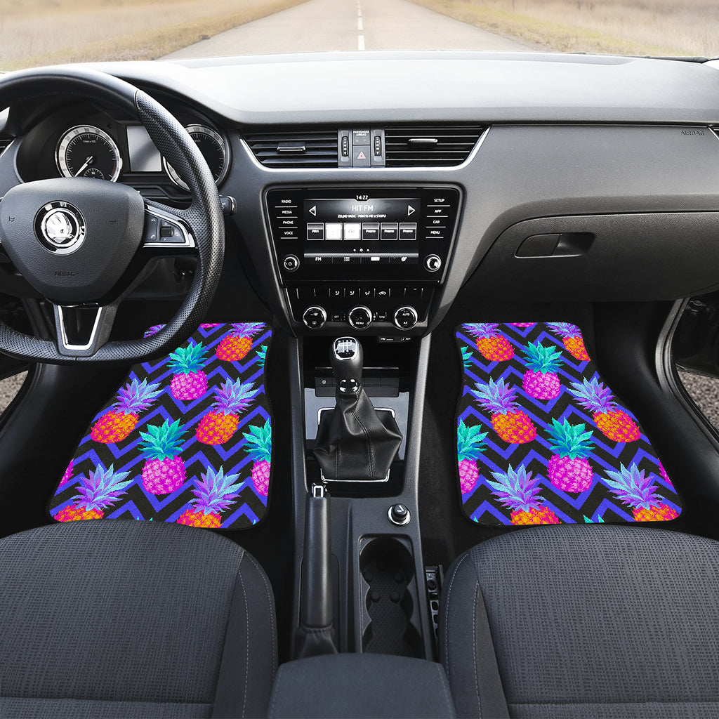 Neon Edm Zig Zag Pineapple Pattern Print Front And Back Car Floor Mats/ Front Car Mat