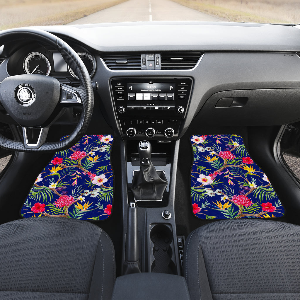 Watercolor Tropical Flower Pattern Print Front And Back Car Floor Mats/ Front Car Mat