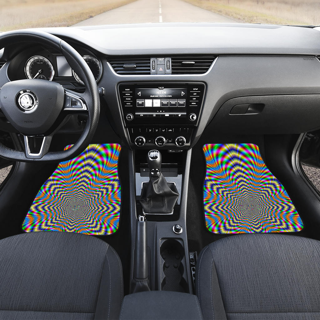Octagonal Psychedelic Optical Illusion Front And Back Car Floor Mats/ Front Car Mat