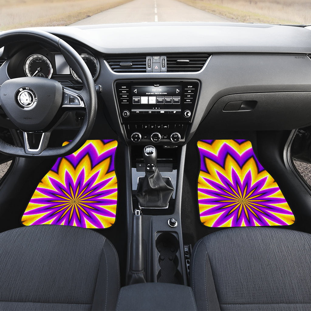 Yellow Flower Moving Optical Illusion Front And Back Car Floor Mats/ Front Car Mat