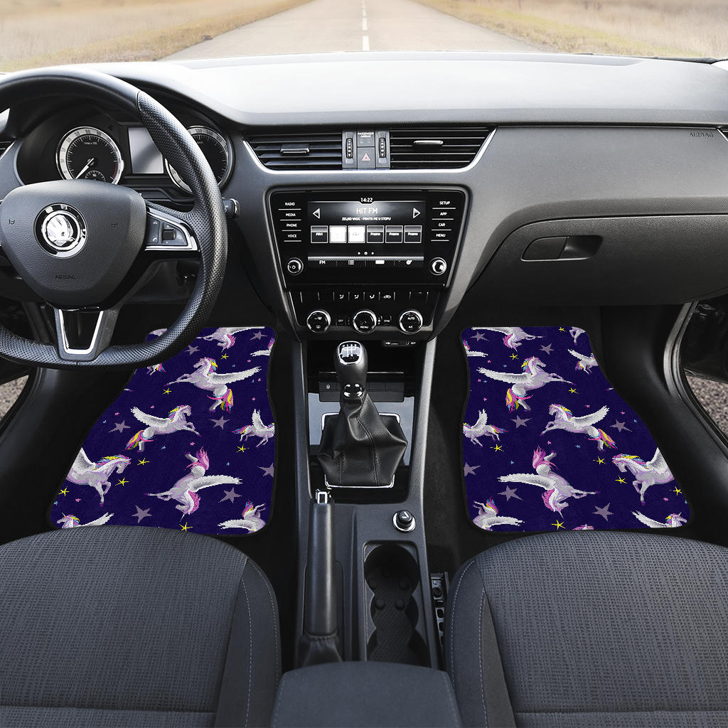 Night Winged Unicorn Pattern Print Front And Back Car Floor Mats/ Front Car Mat